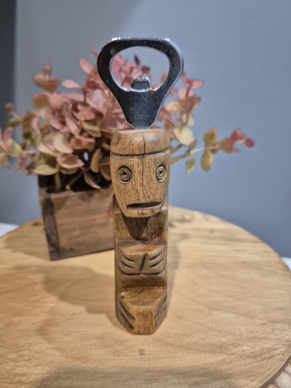 Vintage Hand Carved Wooden Tiki Bottle Opener